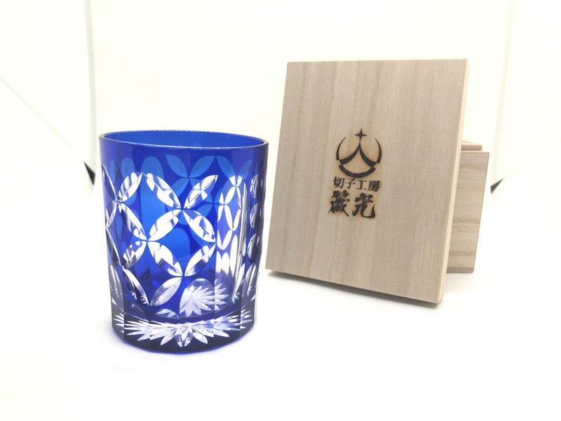 丸と七宝ロックグラス - 玻璃杯 - 玻璃 藍色