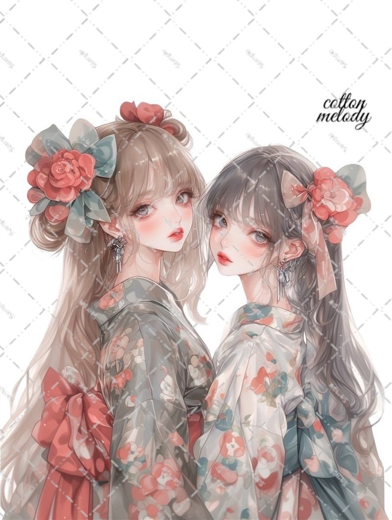 original sticker no.6424 人物ステッカー オリジナルステッカー 人物ステッカー 女の子ステッカー オリジナル人物ステッカー - 貼紙 - 紙 