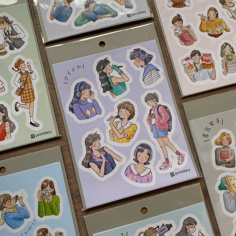 【Girls Stickers】Two Pieces Inside Stickers - Stickers - Paper Multicolor