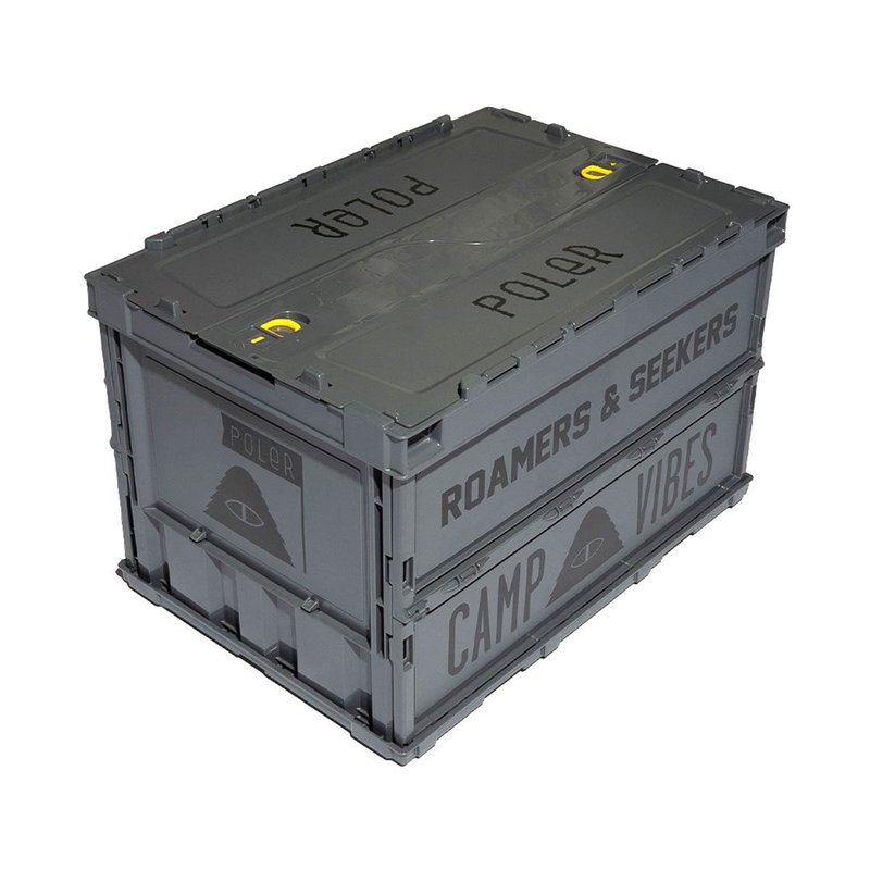 Japan-limited POLER FOLDING CONTAINER double-sided open folding storage box equipment box gray - ชุดเดินป่า - วัสดุอื่นๆ สีเทา