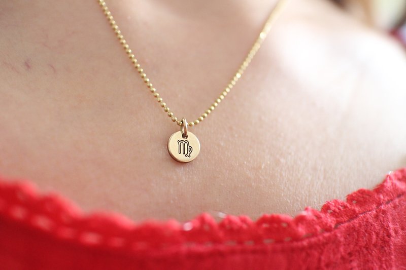 Horoscope sign-brass necklace-Virgo - สร้อยคอ - ทองแดงทองเหลือง สีทอง