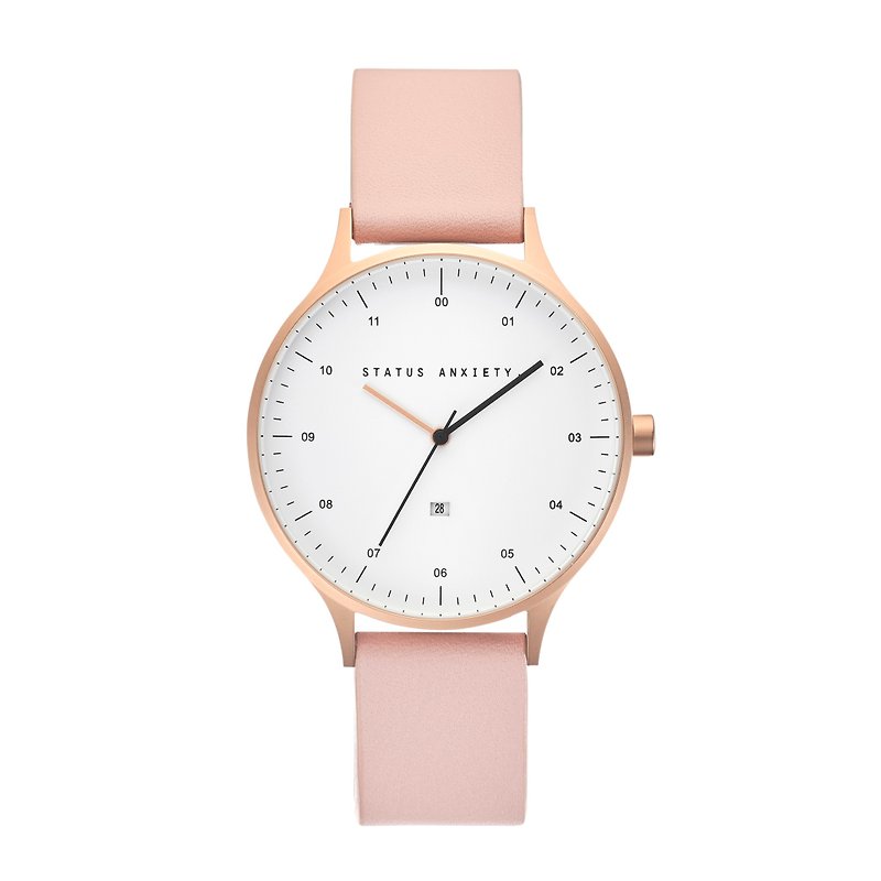 INERTIA Leather Watch_Gold White-Blush / Rose Gold White - Pink Strap - นาฬิกาผู้หญิง - หนังแท้ สึชมพู