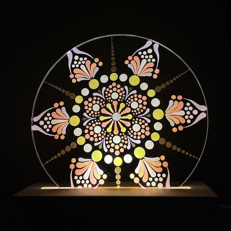 Mandala hand drawn mandala night light - โคมไฟ - อะคริลิค 