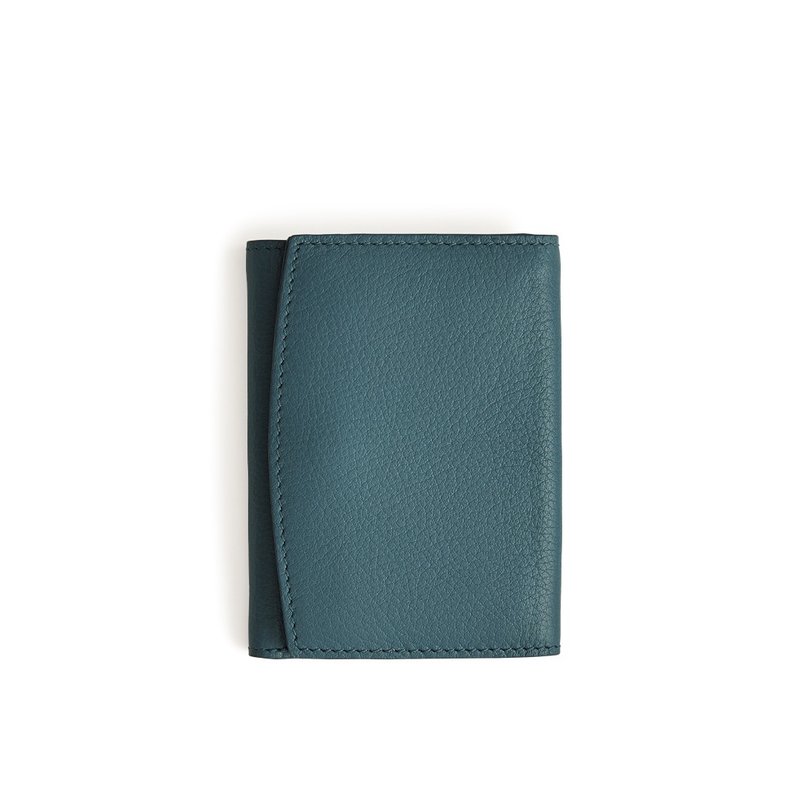 Arch tri-fold short clip- Teal - Wallets - Genuine Leather Green