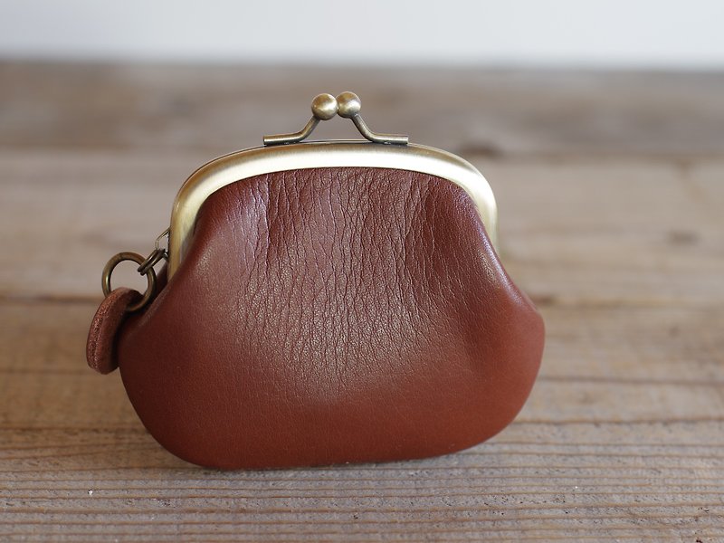 Leather Gamaguchi Coin Case Maron Brown - Coin Purses - Genuine Leather Brown