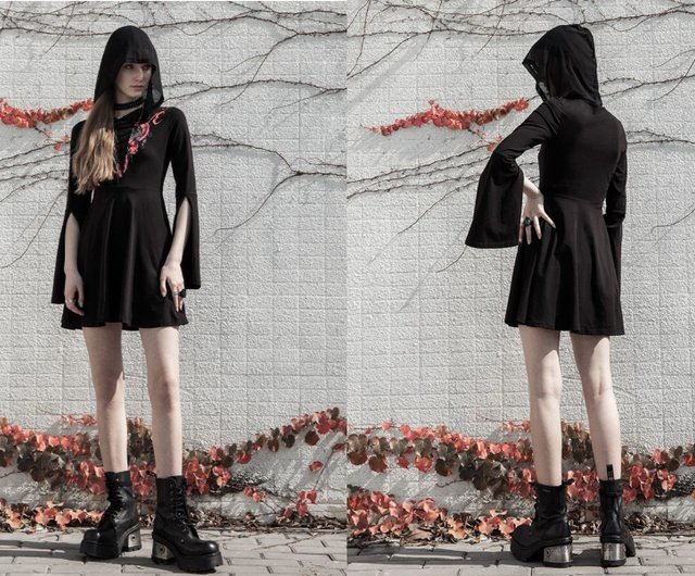 Poppy Snake Witch Dress/ Faux Two Piece Design/Last Piece - สตูดิโอ PUNK  RAVE ชุดเดรส - Pinkoi