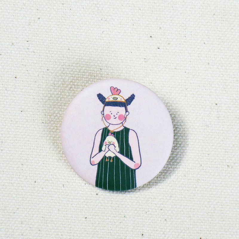 Chicken Rice Flower Gu Gu & girl / Badge - Badges & Pins - Plastic Green