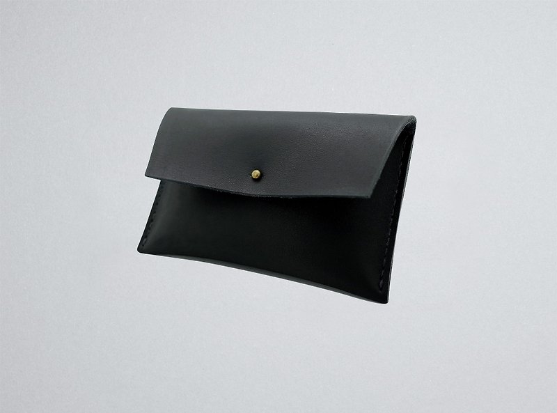 Leather Card Holder (11 colors/engraving service) - ที่เก็บนามบัตร - หนังแท้ สีดำ