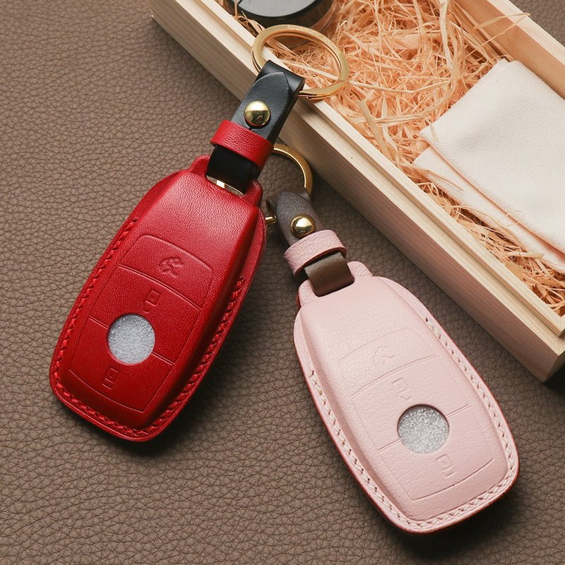 【換季特賣】手工客製聖誕節禮品 For Benz奔馳賓士車鑰匙包套 - 鑰匙圈/鑰匙包 - 真皮 