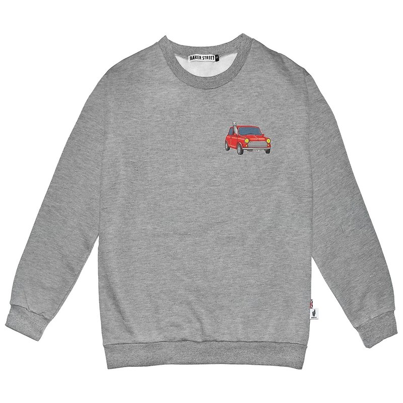 British Fashion Brand -Baker Street- Little Stamp:Driving Alpaca Sweatshirt - เสื้อผู้หญิง - ผ้าฝ้าย/ผ้าลินิน สีเทา