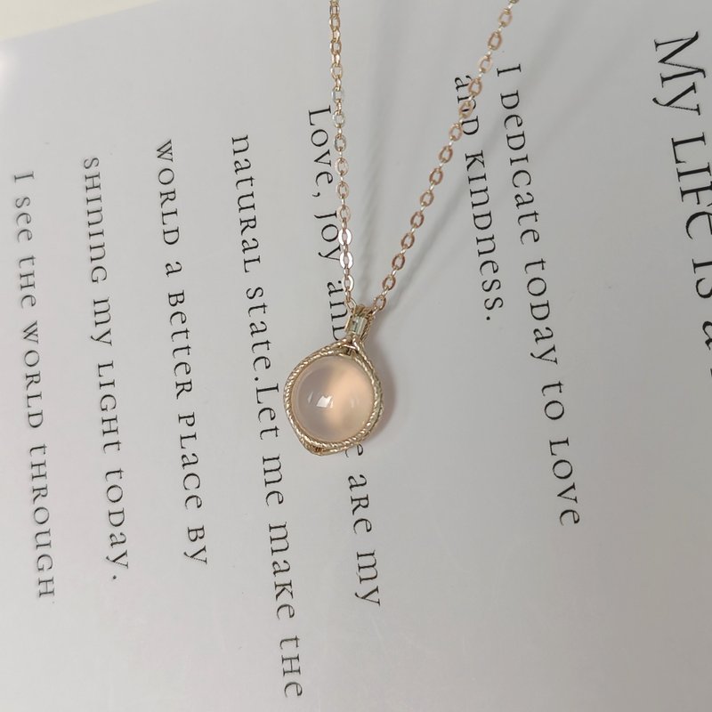 冰種透明瑪瑙吊墜 純銀圓形瑪瑙項鍊 925銀手工吊飾 - 項鍊 - 純銀 