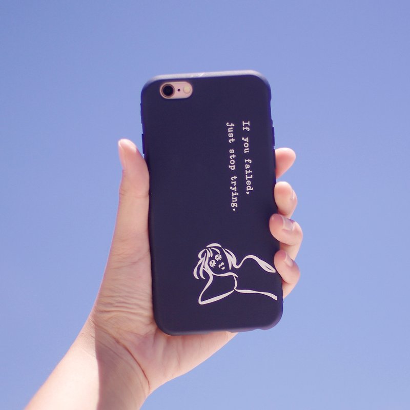 If you fail, don't try again - iPhone case / blue black all-inclusive matte soft shell - Phone Cases - Rubber Blue
