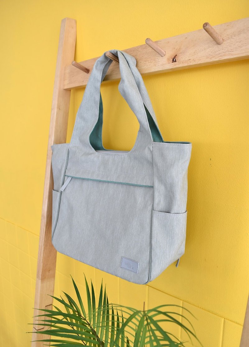 green and gray shoulder bag,sports bag,gym bag - Messenger Bags & Sling Bags - Polyester Green