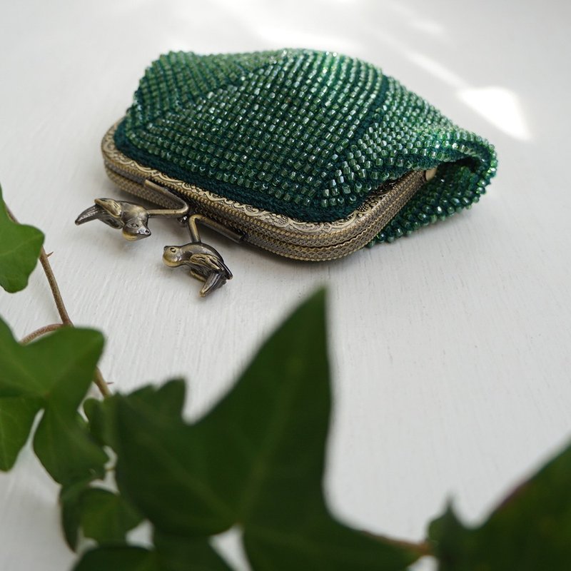Ba-ba handmade Seedbeads crochet coinpurse No.2080 - 化妝包/收納袋 - 其他材質 綠色