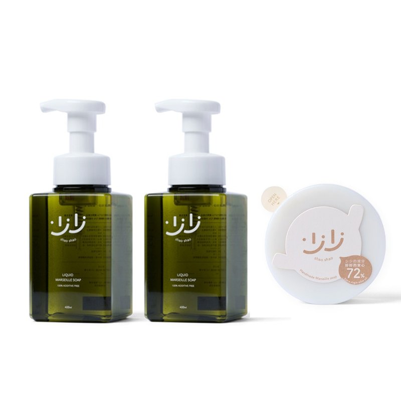 [Free Shipping] Shaoshao No Additive Liquid Marseille Soap Set of 2 + Handmade Marseille Soap - Body Wash - Other Materials Transparent