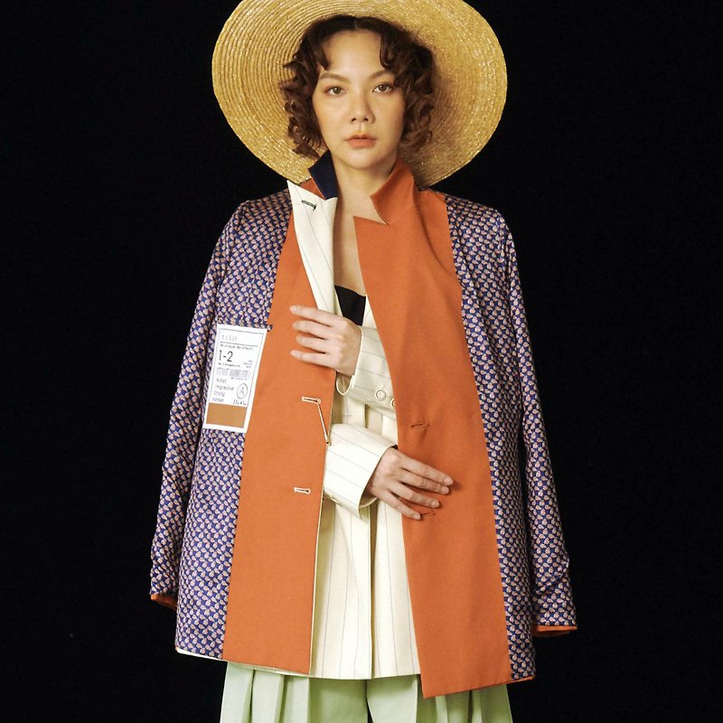 Play art revival stitching design custom suit - Women's Blazers & Trench Coats - Cotton & Hemp Orange
