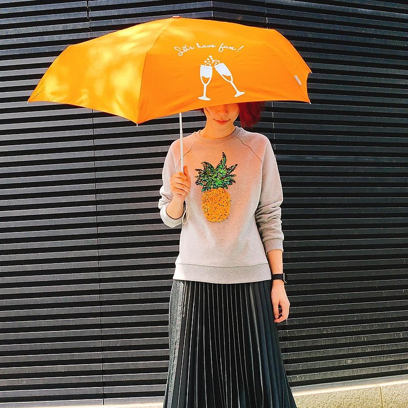 【台灣文創 Rain's talk】玩樂哲學變色抗UV三折手開傘 - 雨傘/雨衣 - 防水材質 橘色