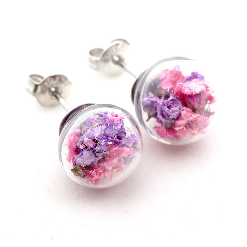 OMYWAY Handmade Dried Flower - Glass Globe - Earrings 1cm - Earrings & Clip-ons - Glass 