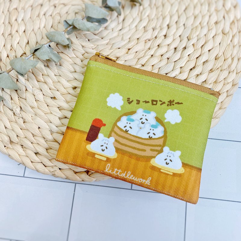 插畫零錢包-小白熊湯包 | Littdlework - 零錢包/小錢包 - 棉．麻 多色