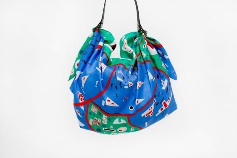 Stockholm Green Furoshiki Bag - Messenger Bags & Sling Bags - Cotton & Hemp Blue