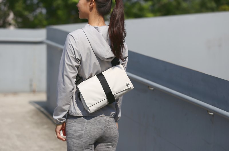 TRIANGLE SLING BAG - triangular function portable bag sherbet white - Messenger Bags & Sling Bags - Eco-Friendly Materials White