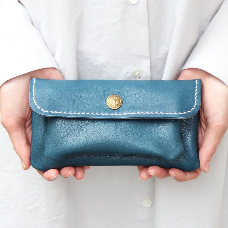 mare-wallet duck blue tochigi leather wallet - Wallets - Genuine Leather Blue