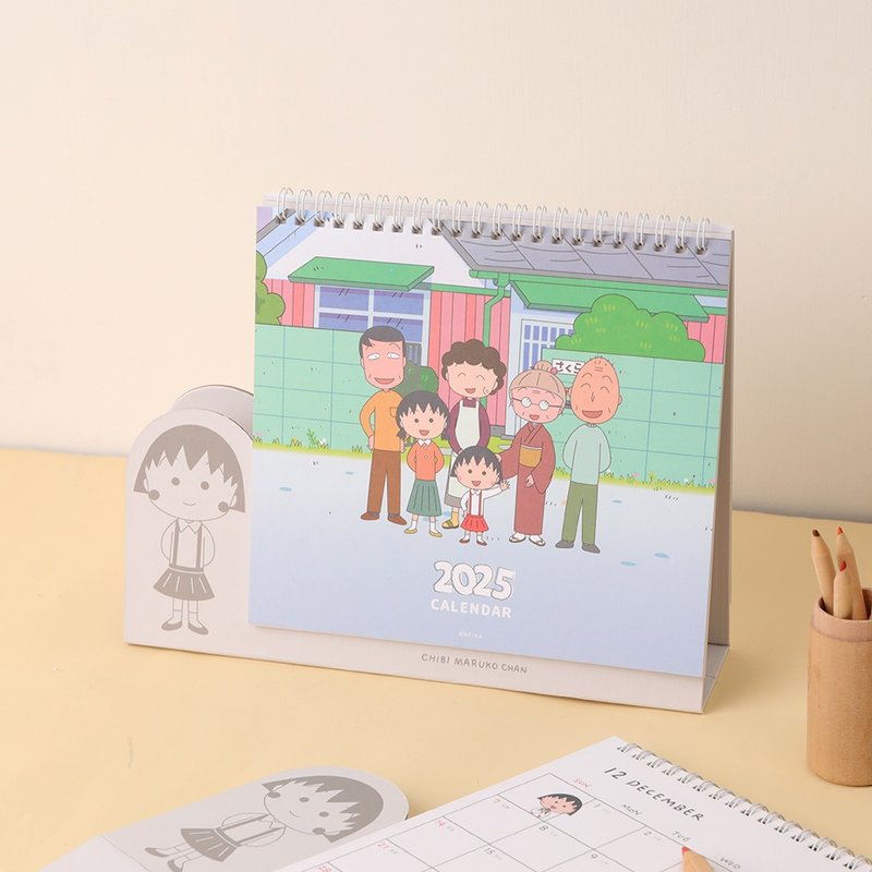 Chibi Maruko-chan 2025 Desk Calendar-Genuine Authorized Cartoon Diary Diary Calendar Triangular Desk Calendar - ปฏิทิน - กระดาษ หลากหลายสี