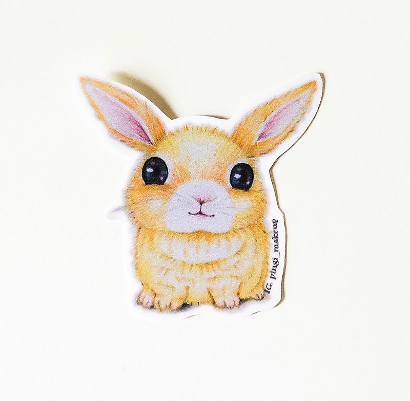 Rabbit stickers噗呀噗呀兔兔跳跳貼紙組色鉛筆手繪色鉛筆貼紙包 - 貼紙 - 紙 黃色