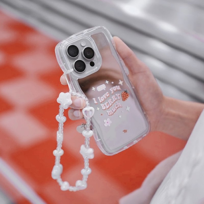 【I love you Berry much!】Wave frame/straight edge mirror phone case - Phone Cases - Other Materials 