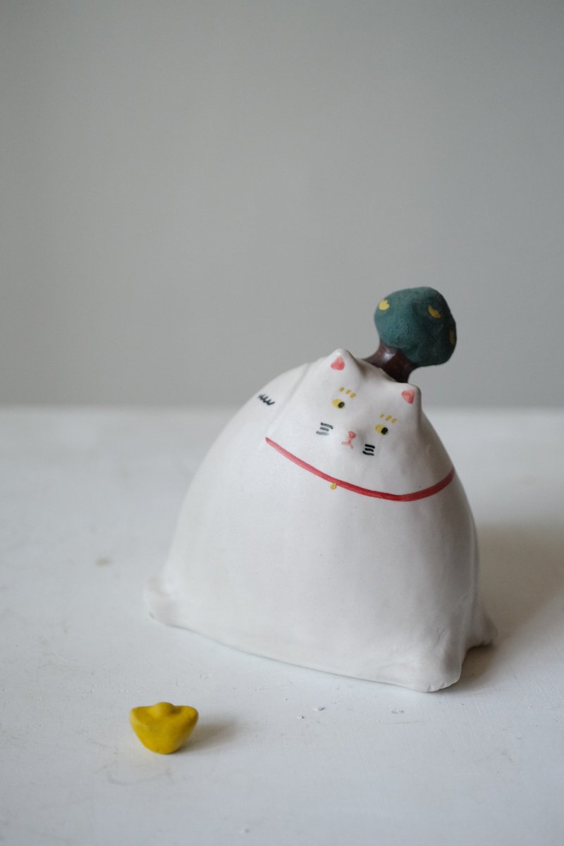 Money Tree Lucky Cat - Pottery & Ceramics - Other Materials Green