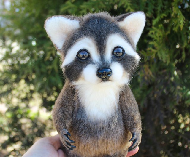 realistic plush raccoon