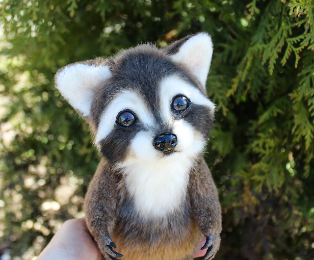 Details about   Realistic Raccoon Lifelike Plush Toy Doll Model Cute Furry Animal Decor Gift 