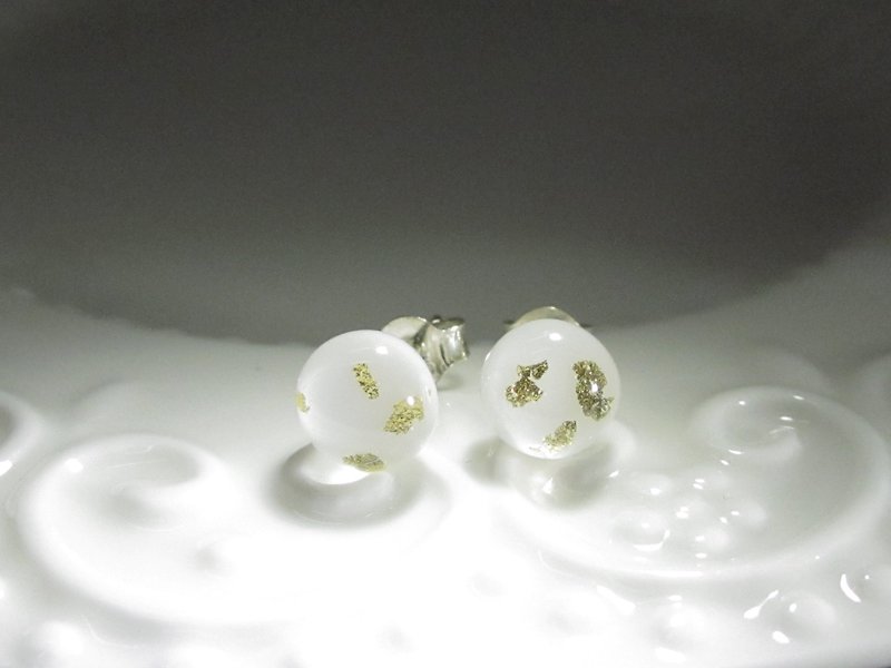 × | Gold Foil Series | × Glass Earrings - SPA Platinum-O - Earrings & Clip-ons - Glass White