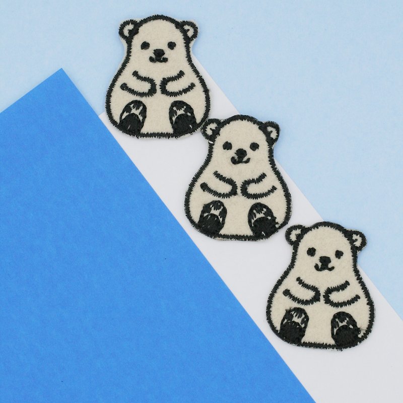 Mini Polar Bear Iron Patch - Knitting, Embroidery, Felted Wool & Sewing - Thread White