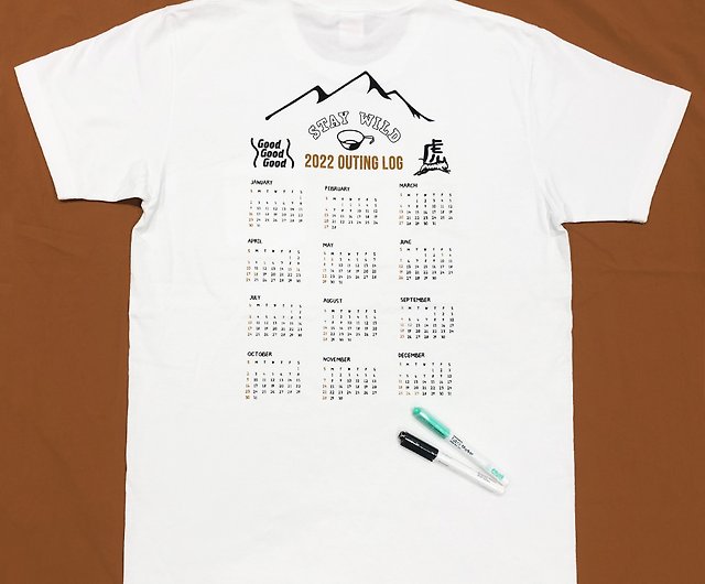 22年のタイガーカレンダーお出かけログ手作りシルクプリントtシャツ 無料のレコードペン2本 をカスタマイズできます ショップ Goodgoodgood トップス ユニセックス Pinkoi