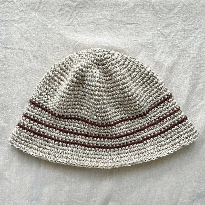 Handmade knitted hat/wool hat/fisherman hat/handmade crochet hat/knitted hat - หมวก - ผ้าฝ้าย/ผ้าลินิน สีกากี