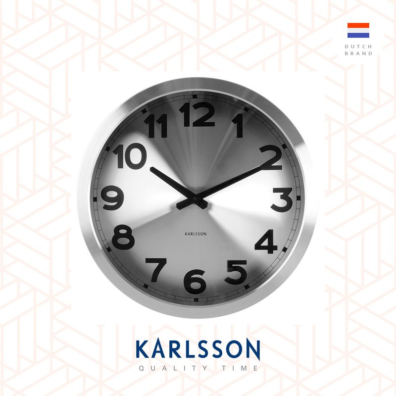 荷蘭Karlsson 鋁數字掛鐘 Wall clock Silver Numbers aluminium - 時鐘/鬧鐘 - 其他金屬 銀色