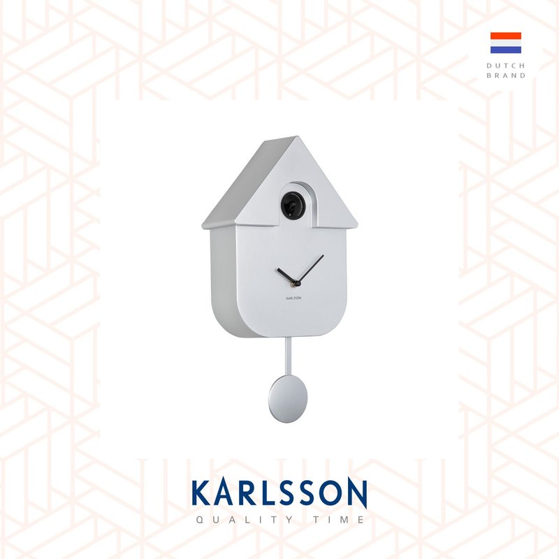 荷蘭Karlsson, Modern Cuckoo電鍍銀色搖擺布谷鳥掛鐘 (整點報時) - 時鐘/鬧鐘 - 塑膠 銀色