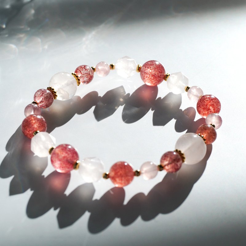 粉晶 草晶 愛情 友情 人緣 姻緣 水晶 手鏈 手鏈 天然石 小蒼蘭 - 手鍊/手環 - 水晶 粉紅色