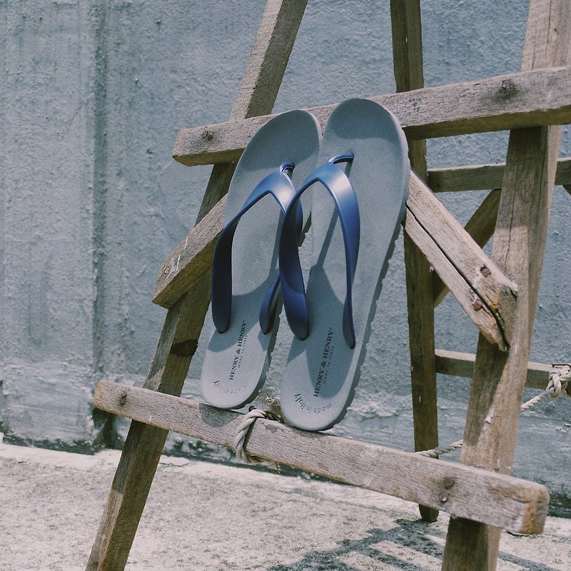 橡膠 拖鞋 灰色 - 義大利進口FLIPPER藍x灰人字夾腳拖鞋