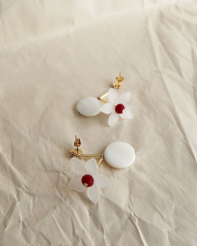 Holly Earrings in Red | Flower Earrings / Stainless Steel - Earrings & Clip-ons - Acrylic Silver