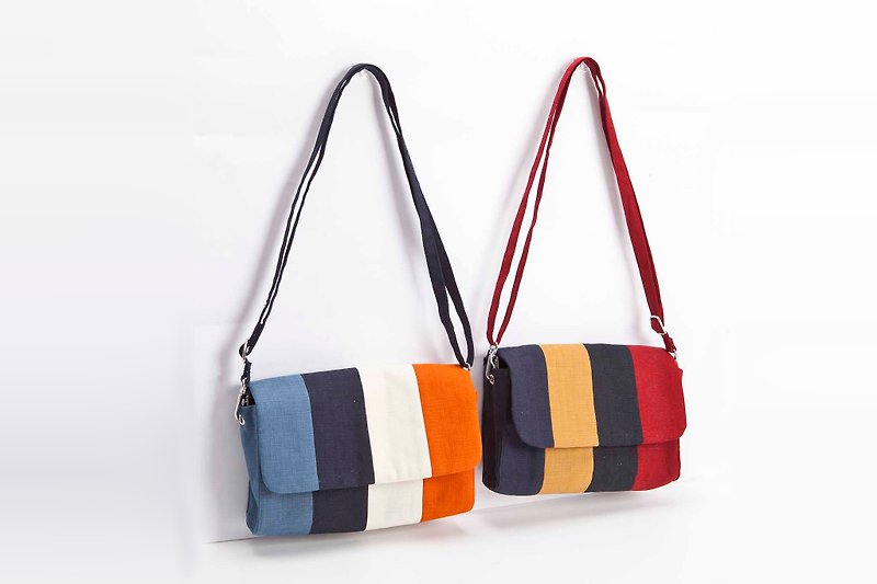 mix color mini shoulder bag - Messenger Bags & Sling Bags - Cotton & Hemp Red