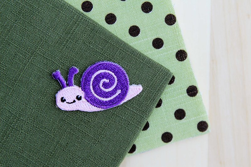 Small snail crawls slowly self-adhesive embroidered cloth stickers-Forest series - Other - Thread Purple