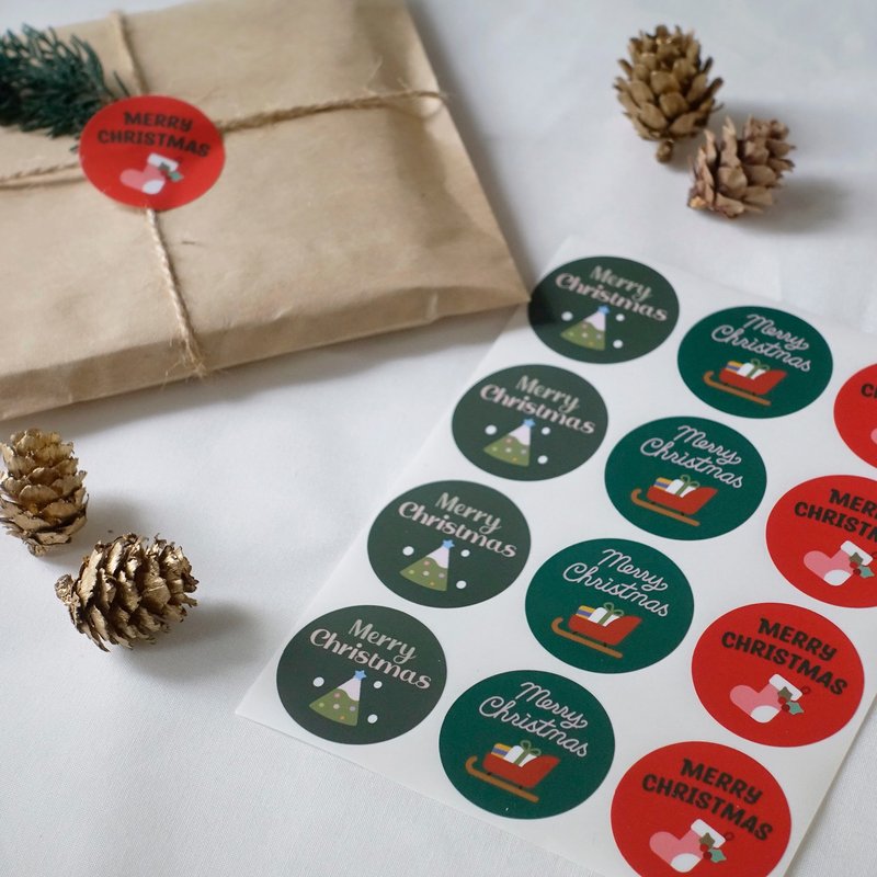 Merry Chritmas Christmas Stickers Matte Waterproof Gift Stickers || Round 3.5cm 2 styles - Stickers - Paper 