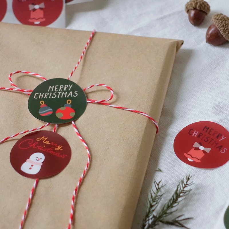 聖誕貼紙/生日貼紙 霧面防水 禮物貼 || 圓形3.5cm - 貼紙 - 紙 