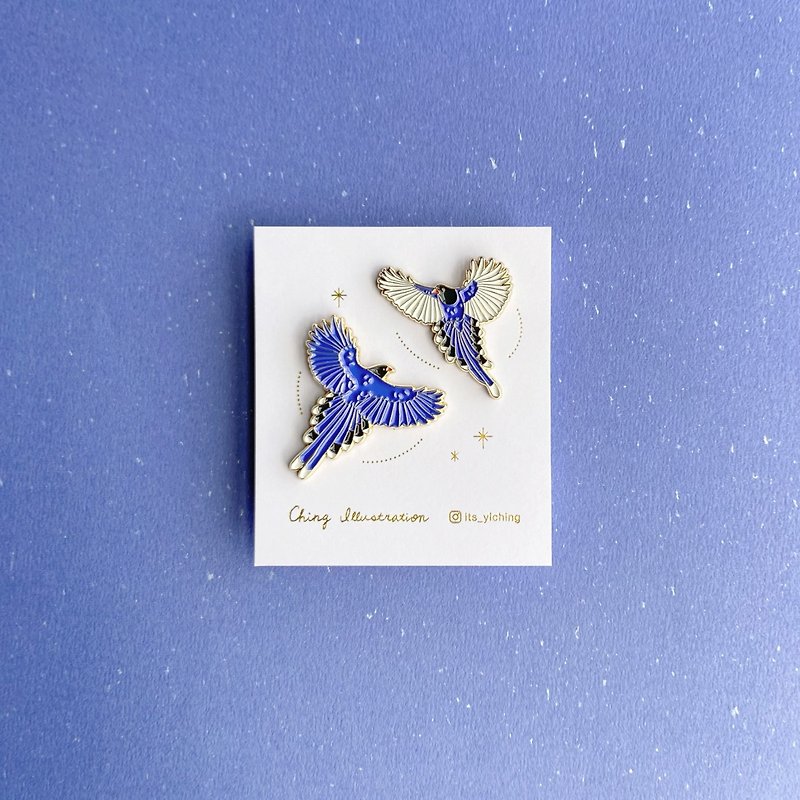 金屬徽章 Pin Set | 臺灣藍鵲 Taiwan Blue-Magpie 1組2款入 - 徽章/別針 - 其他金屬 