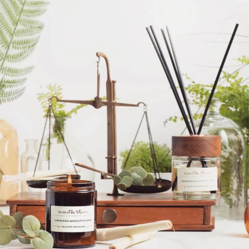 British handmade Vanilla Blanc wooden box diffuser candle gift box lemongrass eucalyptus - Fragrances - Essential Oils Multicolor