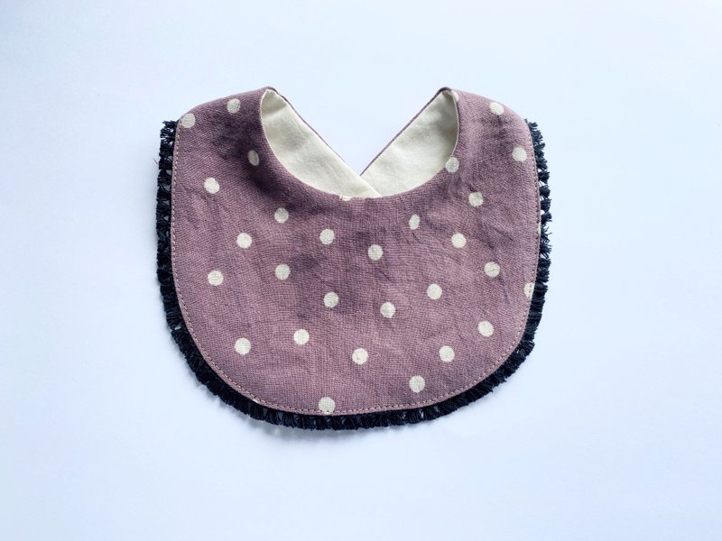 Linen and Organic Cotton Bib / Purple/ Dots - ผ้ากันเปื้อน - ผ้าฝ้าย/ผ้าลินิน สีม่วง