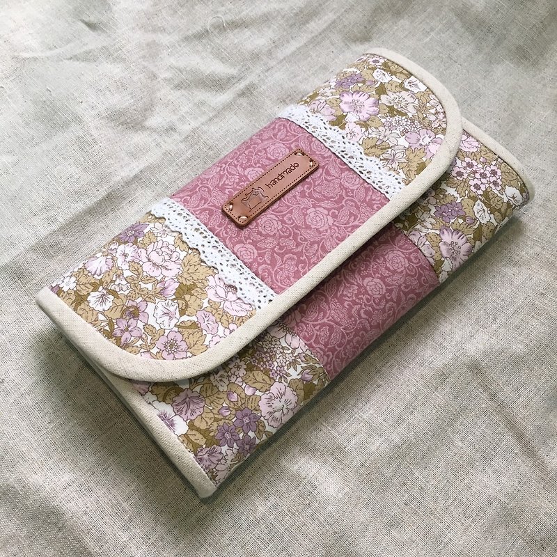 ロマンチックな紫色の花の長いクリップ（Cikou、ストラップレスの段落） - 財布 - コットン・麻 パープル