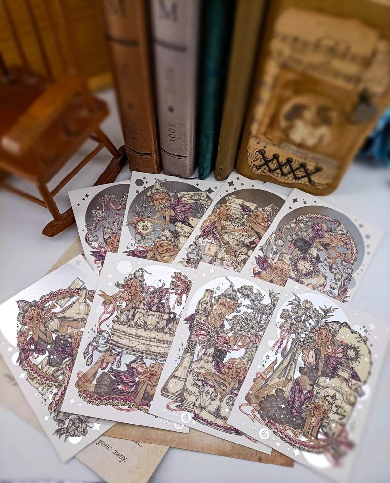 WF009瓶中精靈_genie in a bottle/明信片套組postcard set - 卡片/明信片 - 其他材質 多色